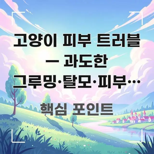 고양이 피부 트러블 — 과도한 그루밍·탈모·피부염 원인 꼼꼼하게 정리된 포스트 대표 비주얼 이미지