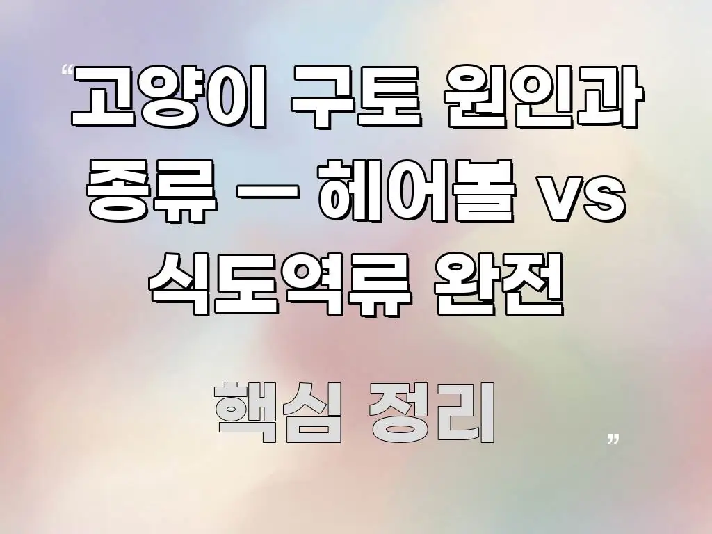 고양이 구토 원인과 종류 — 헤어볼 vs 식도역류 완전 흐름을 잡아주는 블로그 헤더 이미지 - 가독성을 높이는 이미지