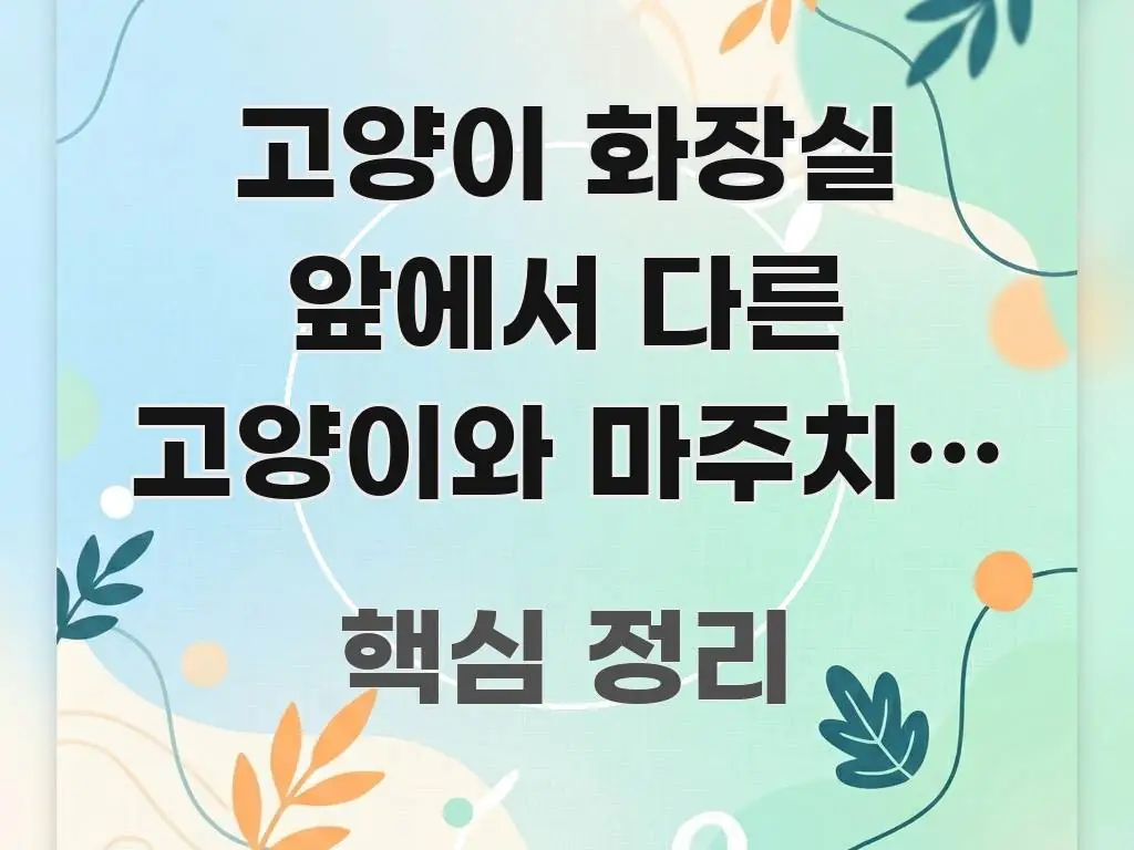 고양이 화장실 앞에서 다른 고양이와 마주치는 동선 쉽게 따라할 수 있는 핵심 키워드 시각화 이미지 - 본문 내용과 연관된 이미지
