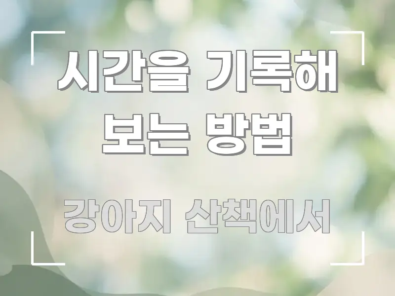 시간을 기록해 보는 방법 핵심 요약 시간을 기록해 보는 방법 주요 흐름을 설명한 정보 카드 디자인 이미지 - 본문 내용과 연관된 이미지